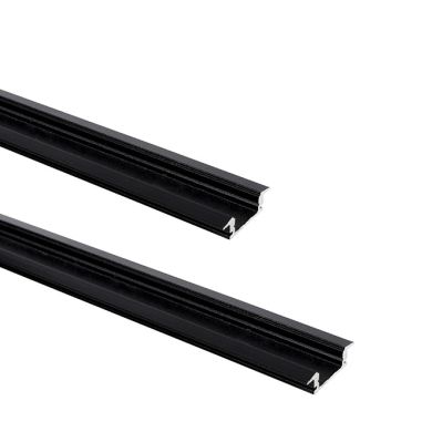 Black Profile for LED strip with tabs with black diffuser (for recessed) W.24.7xH.7mm