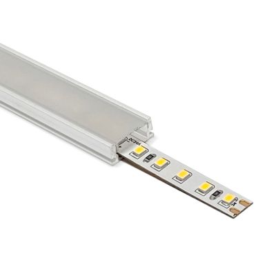 Calha sem abas para fita LED branco com difusor opalino L.17,4x Alt.7mm