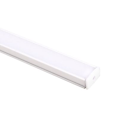 White Profile for LED strip without tabs with opaline diffuser W.17.4xH.7mm