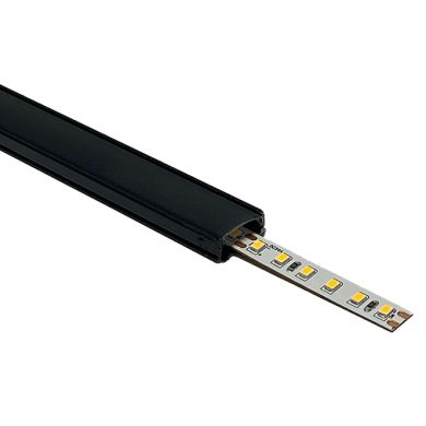 Perfil sin alas para tira LED negro con difusor negro An.17,4x Al.7mm