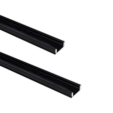 Calha sem abas para fita LED preto com difusor preto L.17,4x Alt.7mm