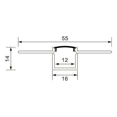 Perfil de pladur para tira LED con difusor opalino An.55x Al.14mm