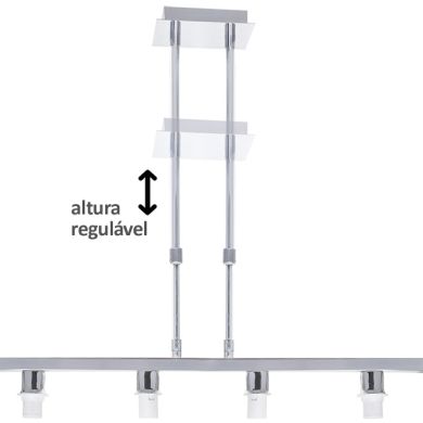 Armação para candeeiro de tecto SYDNEY 4xE14 C.75xL.12xAlt.Reg.cm Cromado