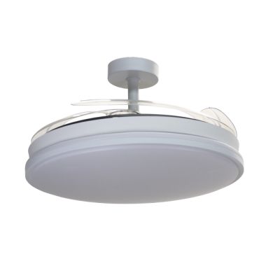 Ventilador DC DUNE ECO blanco, 4 aspas retráctiles, 72W LED 3000|4000|6000K, Al.30/40xD.108/50cm