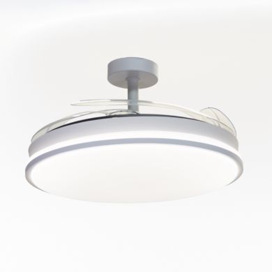 Ventilador DC DUNE ECO blanco, 4 aspas retráctiles, 72W LED 3000|4000|6000K, Al.30/40xD.108/50cm
