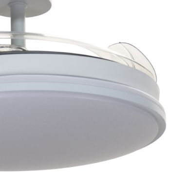 Ventilador DC DUNE ECO blanco, 4 aspas retráctiles, 72W LED 3000|4000|6000K, Al.30/40xD.108/50cm