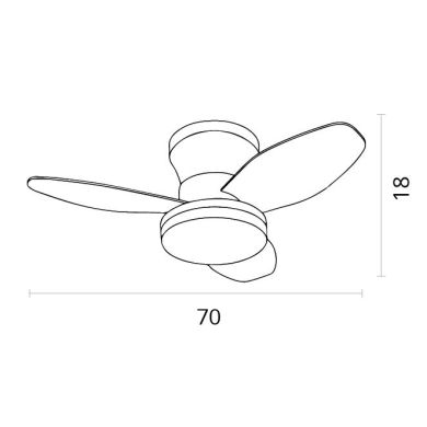 Ventoinha de tecto TAUROS branco/branco, 3 palas, 48W LED 3000|4000|6000K A.18xD.70cm