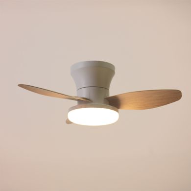 Ventoinha de tecto TAURO branco/faia, 3 palas, 48W LED 3000|4000|6000K A.18xD.85cm