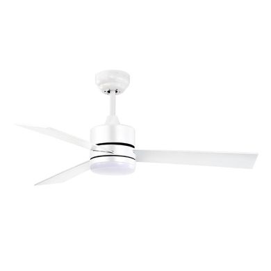 Ventilador DC KILIM blanco, 3 aspas reversibles, 18W LED 3000|4000|6500K, Al.40xD.107cm