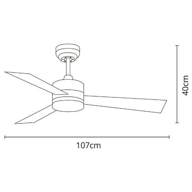 Ventilador DC KILIM plata, 3 aspas reversibles, 18W LED 3000|4000|6500K, Al.40xD.107cm
