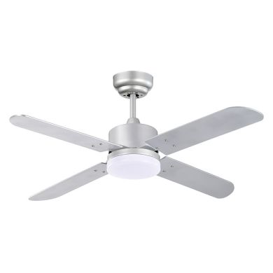 Ceiling fan DC KENIA silver, 4 reversible blades, 18W LED 3000|4000|6500K, H.40xD.107cm