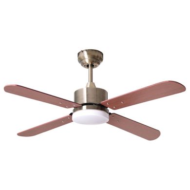 Ceiling fan DC KENIA antique brass, 4 reversible blades, 18W LED 3000|4000|6500K, H.40xD.107cm