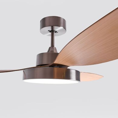 Ceiling fan DC TULUM nickel/beech, 3 blades, 25W LED 3000|4000|6000K, H.39xD.120cm