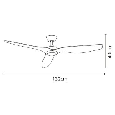 Ventilador DC DELFOS blanco, 3 aspas, 20W LED 4000K, Al.40xD.132cm