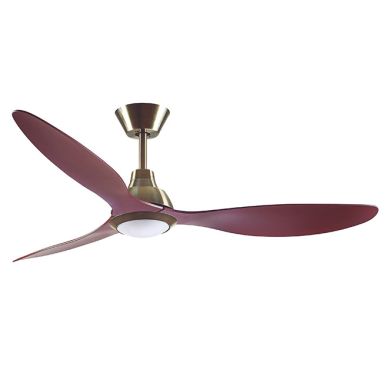 Ceiling fan DC DELFOS antique brass/cherry, 3 blades, 20W LED 4000K, H.40xD.132cm