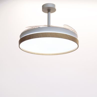 Ventilador DC COSMOS ECO blanco/haya, 4 aspas retráctiles, 72W LED 3000|4000|6000K, D.108/50cm