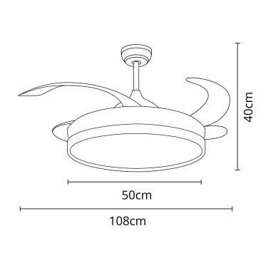 Ventilador DC COSMOS ECO blanco/haya, 4 aspas retráctiles, 72W LED 3000|4000|6000K, D.108/50cm