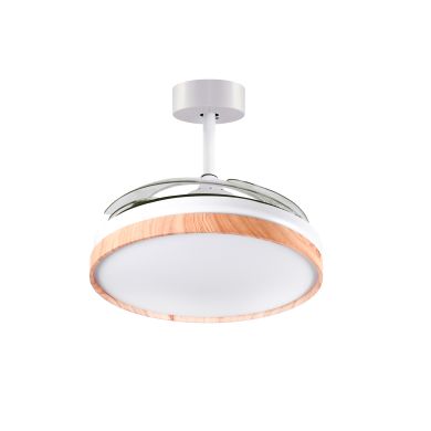 Ventoinha de tecto COSMOS branco/faia, 4 palas retráteis, 72W LED 3000|4000|6000K, Alt.35xD.108/50cm