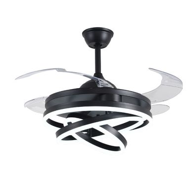 Ceiling fan DC SFERA black, 4 retractable blades, 72W LED 3000|4000|6000K, H.45xD.108/50cm