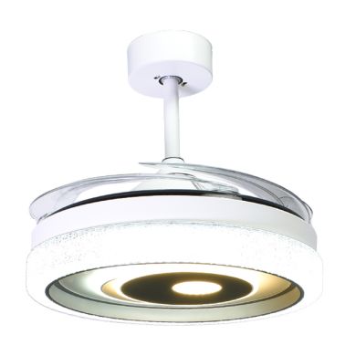 Ventoinha de tecto TRIO branca, 4 palas retráteis, 72W LED 3000|4000|6500K, Alt.45xD.108/50cm