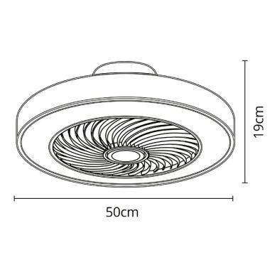 Ventoinha de tecto CATHAY branca/madeira, 5 palas, 72W LED 3000-6000K, Alt.19xD.50cm