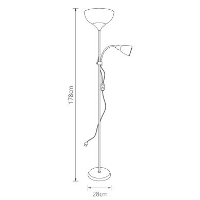 Floor Lamp VARESE with reading arm (1+1)xE27 H.178xD.28cm brown