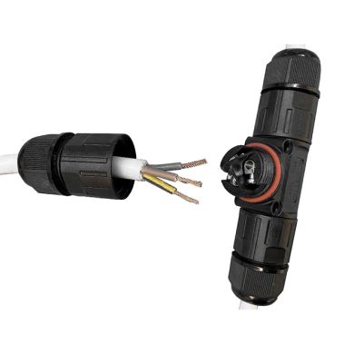 Conector impermeable negro en forma de T, 3x1.0-2.5mm2 450V/24A IP68 110°C