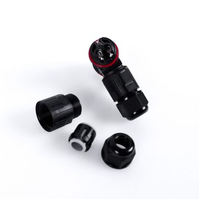 Conector impermeable negro en forma de T, 3x1.0-2.5mm2 450V/24A IP68 110°C