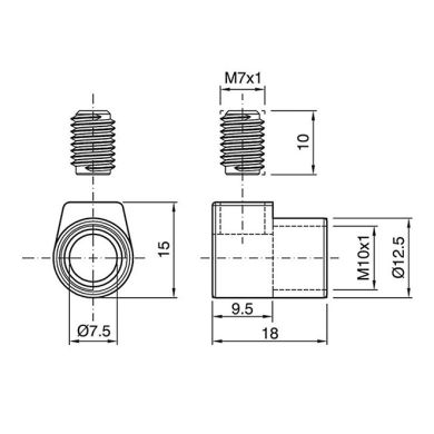 Cerra-cabos com rosca femea M10x1, resina termoplástica dourada