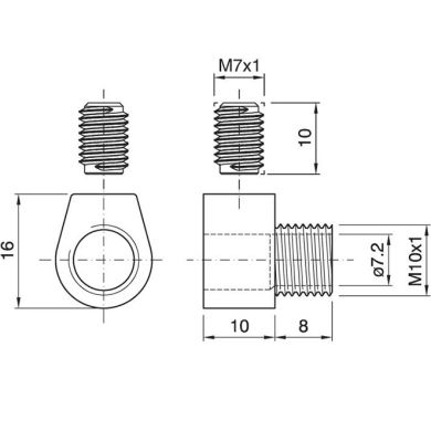 Cerra-cabos com rosca macho M10x1, em resina termoplástica branca