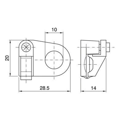 Pasacable para base con tornillos para cables planos H03VVH2-F, en branco