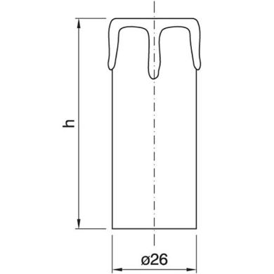 Cover w/antique lacquered drops for E14 1-piece candle lampholder, H.85mm, white thermoplastic resin