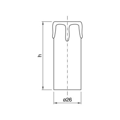 Cover w/antique lacquered drops for E14 1-piece candle lampholder, H.85mm, ivory thermoplastic resin