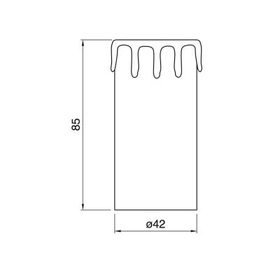 Capa c/ gotas lacadas envejecidas p/portalámparas E27 c/ camisa lisa, Alt.85mm, termoplástico marfil