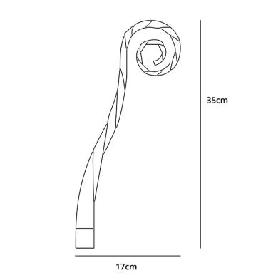 Crystal ornamental twisted arm 36cm transparent with chrome tip