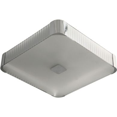 Plafond LIZETE quadrado 6xE27 C.54xL.54xAlt.10cm Cinzento/Cromado