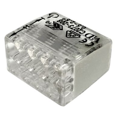 Transparent/grey compact screwless push-in connector for 0.5-2.5mm2 solid conductors 8P (50pcs)