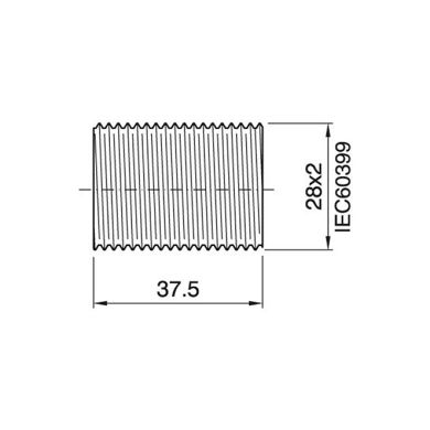 Shiny black threaded outer shell for E14 3-pieces lampholder, in thermoplastic resin