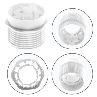 White half threaded outer shell w/reduced thickness for E27 3-pieces lampholder, thermoplastic resin