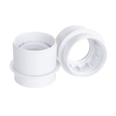 Camisa branca brilhante meia roscada para suporte E27 de 3-peças, em resina termoplástica