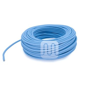 Cable eléctrico cubierto con tela redonda flexible H03VV-F 2x0,75 D.6.8mm celeste TO428
