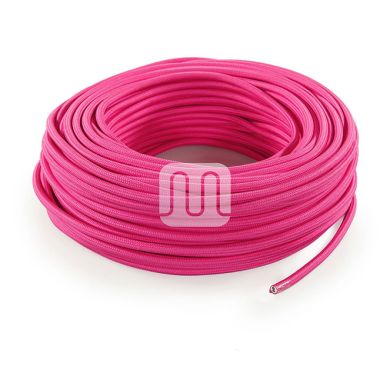 Flexible round fabric covered electrical cable H03VV-F 2x0,75 D.6.2mm fuchsia TO56