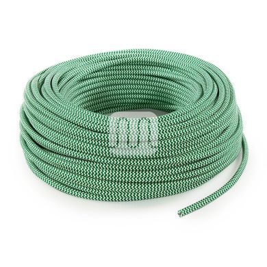 Cable eléctrico cubierto con tela redonda flexible H03VV-F 2x0,75 D.6.2mm blanco/green TO102