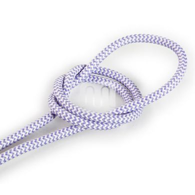 Flexible round fabric covered electrical cable H03VV-F 2x0,75 D.6.2mm white lilac TO104