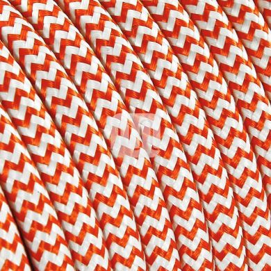 Flexible round fabric covered electrical cable H03VV-F 2x0,75 D.6.2mm white orange TO105