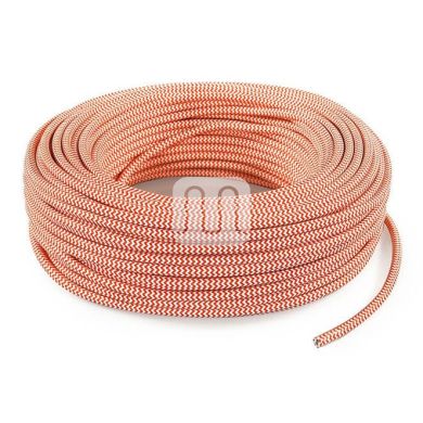 Flexible round fabric covered electrical cable H03VV-F 2x0,75 D.6.2mm white orange TO105