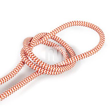 Flexible round fabric covered electrical cable H03VV-F 2x0,75 D.6.2mm white orange TO105