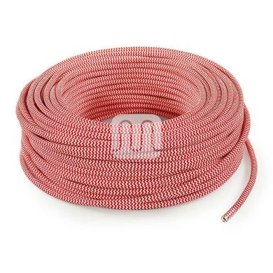 Cable eléctrico cubierto con tela redonda flexible H03VV-F 2x0,75 D.6.2mm blanco/rojo TO107
