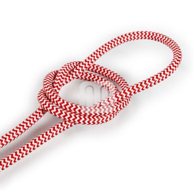 Cabo elétrico redondo flexível revestido a tecido H03VV-F 2x0,75mm2 D.6.2mm, vermelho/branco TO107