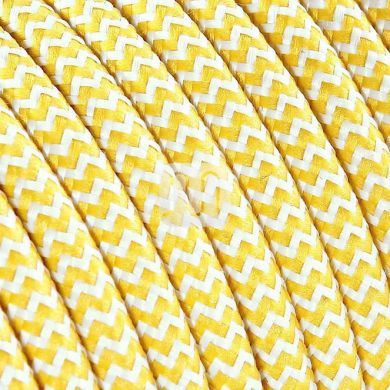 Flexible round fabric covered electrical cable H03VV-F 2x0,75 D.6.2mm white yellow TO108